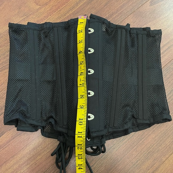3X mesh black waist center steel boned corset - Picture 5 of 7